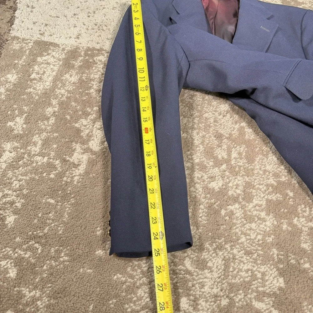 Vintage LL Bean Blazer Mens 44R Navy Blue Gold Button Sport Coat Polyester USA